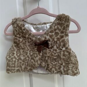 NWOT Quiltex 24M Girls Faux Brown Cheetah Leopard Print Vest